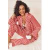 imageEkouaer Womens Silk Satin Pajama Sets 2 Piece Sleepwear Pjs Set Long Sleeve Button Down Top and Pants Stripe Loungewear SXXLRed White Stripe
