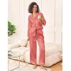 imageEkouaer Womens Silk Satin Pajama Sets 2 Piece Sleepwear Pjs Set Long Sleeve Button Down Top and Pants Stripe Loungewear SXXLRed White Stripe