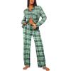 imageEkouaer Button Down Pajamas Women Long Sleeve Pajama Sets Soft Button Up Pjs Sets 2 Piece Loungewear with PocketsPink and Green Plaid