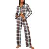 imageEkouaer Button Down Pajamas Women Long Sleeve Pajama Sets Soft Button Up Pjs Sets 2 Piece Loungewear with PocketsRed and Blue Plaid