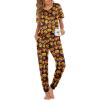 imageEkouaer Pajamas Set Womens 2 Piece Lounge Set Short Sleeve Pjs Joggers Pants Sleepwear with PocketsBlack Halloween