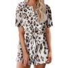 imageEkouaer Tie Dye Pajamas Set Womens Loungewear Sleepwear 2 Piece PJ SetsWhite Brown Leopard