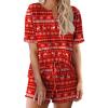 imageEkouaer Tie Dye Pajamas Set Womens Loungewear Sleepwear 2 Piece PJ SetsXmas Red