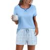 imageEkouaer Women Pajama Set Casual Short SetBlue Checkerboard