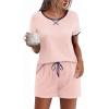 imageEkouaer Women Pajama Set Casual Short SetLight Pink