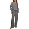 imageEkouaer Womens Pajama Set 2 Piece Long Sleeve Lounge Set Micro Fleece Pjs Soft Loungewear SXXLDark Grey