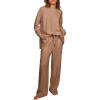 imageEkouaer Womens Pajama Set 2 Piece Long Sleeve Lounge Set Micro Fleece Pjs Soft Loungewear SXXLKhaki