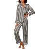 imageEkouaer Womens Silk Satin Pajama Sets 2 Piece Sleepwear Pjs Set Long Sleeve Button Down Top and Pants Stripe Loungewear SXXLBlack Champagne Stripe