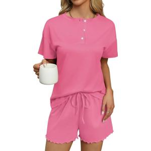 imageEkouaer Tie Dye Pajamas Set Womens Loungewear Sleepwear 2 Piece PJ SetsRose