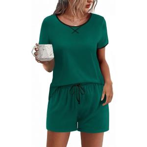 imageEkouaer Women Pajama Set Casual Short SetGreen