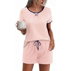 imageEkouaer Women Pajama Set Casual Short SetLight Pink