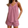 imageEkouaer 2 Piece Lounge Sets for Women Soft Pajama V Neck Cami Pj Shorts Set with Pockets Cute Sleepwear Summer OutfitsDusty Pink