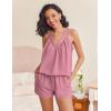 imageEkouaer 2 Piece Lounge Sets for Women Soft Pajama V Neck Cami Pj Shorts Set with Pockets Cute Sleepwear Summer OutfitsDusty Pink