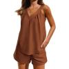 imageEkouaer 2 Piece Lounge Sets for Women Soft Pajama V Neck Cami Pj Shorts Set with Pockets Cute Sleepwear Summer OutfitsRusty Red