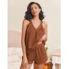 imageEkouaer 2 Piece Lounge Sets for Women Soft Pajama V Neck Cami Pj Shorts Set with Pockets Cute Sleepwear Summer OutfitsRusty Red