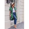 imageEkouaer Housecoat Women Zipper Front Duster Robe Short Sleeve Lounger Housedress Pockets Nightgown Casual Nights SXXXLBlack Green Leaves