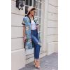 imageEkouaer Housecoat Women Zipper Front Duster Robe Short Sleeve Lounger Housedress Pockets Nightgown Casual Nights SXXXLBlue Coconut Tree