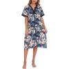 imageEkouaer Housecoat Women Zipper Front Duster Robe Short Sleeve Lounger Housedress Pockets Nightgown Casual Nights SXXXLBlue Flower