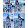 imageEkouaer Housecoat Women Zipper Front Duster Robe Short Sleeve Lounger Housedress Pockets Nightgown Casual Nights SXXXLBlue Flower