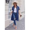 imageEkouaer Housecoat Women Zipper Front Duster Robe Short Sleeve Lounger Housedress Pockets Nightgown Casual Nights SXXXLNavy Blue