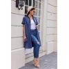 imageEkouaer Housecoat Women Zipper Front Duster Robe Short Sleeve Lounger Housedress Pockets Nightgown Casual Nights SXXXLNavy Blue