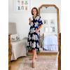 imageEkouaer Housecoat Women Zipper Front Duster Robe Short Sleeve Lounger Housedress Pockets Nightgown Casual Nights SXXXLNavy White Flower