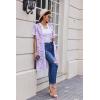 imageEkouaer Housecoat Women Zipper Front Duster Robe Short Sleeve Lounger Housedress Pockets Nightgown Casual Nights SXXXLPurple Flower