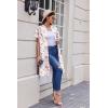 imageEkouaer Housecoat Women Zipper Front Duster Robe Short Sleeve Lounger Housedress Pockets Nightgown Casual Nights SXXXLWhite Flower