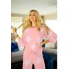 imageEkouaer Knit Lounge Sets for Women 2 Piece Cozy Long Sleeve Pullover Sweater Top and Wide Leg Pants Set Pajamas OutfitsPink Stars