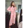 imageEkouaer Knit Lounge Sets for Women 2 Piece Cozy Long Sleeve Pullover Sweater Top and Wide Leg Pants Set Pajamas OutfitsPink Stars