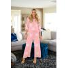 imageEkouaer Knit Lounge Sets for Women 2 Piece Cozy Long Sleeve Pullover Sweater Top and Wide Leg Pants Set Pajamas OutfitsPink Stars