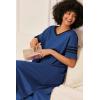 imageEkouaer Long Nightgown Womens V Neck Loungewear Oversized Sleepwear Loose Sleep Dress S4XLBlue
