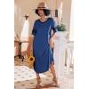 imageEkouaer Long Nightgown Womens V Neck Loungewear Oversized Sleepwear Loose Sleep Dress S4XLBlue