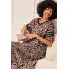 imageEkouaer Long Nightgown Womens V Neck Loungewear Oversized Sleepwear Loose Sleep Dress S4XLBrown Leopard Print