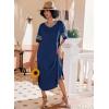 imageEkouaer Long Nightgown Womens V Neck Loungewear Oversized Sleepwear Loose Sleep Dress S4XLDeep Blue