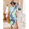 imageEkouaer Long Nightgown Womens V Neck Loungewear Oversized Sleepwear Loose Sleep Dress S4XLGreen Tie Dye