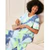 imageEkouaer Long Nightgown Womens V Neck Loungewear Oversized Sleepwear Loose Sleep Dress S4XLGreen Tie Dye
