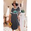 imageEkouaer Long Nightgown Womens V Neck Loungewear Oversized Sleepwear Loose Sleep Dress S4XLGrey Rainbow