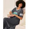 imageEkouaer Long Nightgown Womens V Neck Loungewear Oversized Sleepwear Loose Sleep Dress S4XLGrey Rainbow