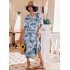 imageEkouaer Long Nightgown Womens V Neck Loungewear Oversized Sleepwear Loose Sleep Dress S4XLGrey Tie Dye