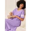 imageEkouaer Long Nightgown Womens V Neck Loungewear Oversized Sleepwear Loose Sleep Dress S4XLLavender