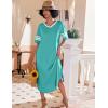 imageEkouaer Long Nightgown Womens V Neck Loungewear Oversized Sleepwear Loose Sleep Dress S4XLLight Green