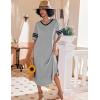 imageEkouaer Long Nightgown Womens V Neck Loungewear Oversized Sleepwear Loose Sleep Dress S4XLLight Grey