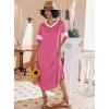 imageEkouaer Long Nightgown Womens V Neck Loungewear Oversized Sleepwear Loose Sleep Dress S4XLPeach Pink
