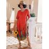 imageEkouaer Long Nightgown Womens V Neck Loungewear Oversized Sleepwear Loose Sleep Dress S4XLPeacock Feather