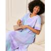 imageEkouaer Long Nightgown Womens V Neck Loungewear Oversized Sleepwear Loose Sleep Dress S4XLPurple Tie Dye