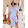imageEkouaer Long Nightgown Womens V Neck Loungewear Oversized Sleepwear Loose Sleep Dress S4XLPurple Tie Dye