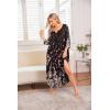 imageEkouaer Long Nightgown for Women 34 Sleeves Nightshirt Maxi Sleep Dress Plus Size Loungewear Full Length SleepwearBlack Begonia Flowers