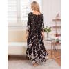 imageEkouaer Long Nightgown for Women 34 Sleeves Nightshirt Maxi Sleep Dress Plus Size Loungewear Full Length SleepwearBlack Begonia Flowers