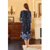 imageEkouaer Long Nightgown for Women 34 Sleeves Nightshirt Maxi Sleep Dress Plus Size Loungewear Full Length SleepwearBlack Blue Floral